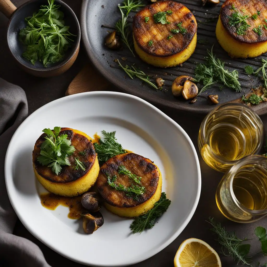 Grilled Polenta Cakes with Herb-Marinated Mushrooms