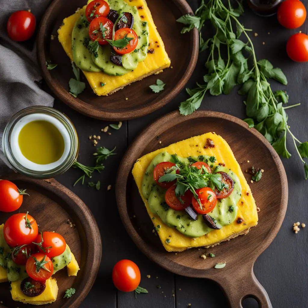 Grilled Polenta with Roasted Garlic and Creamy Avocado Toast
