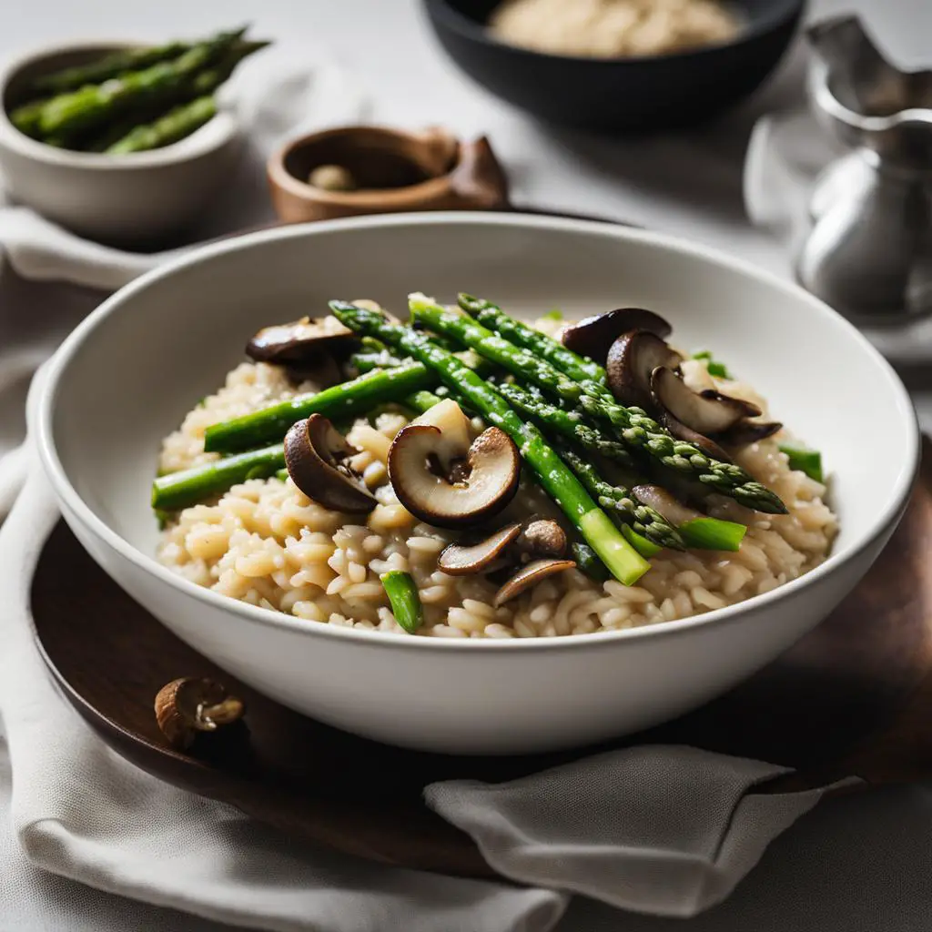 Miso Risotto with Mushrooms and Asparagus