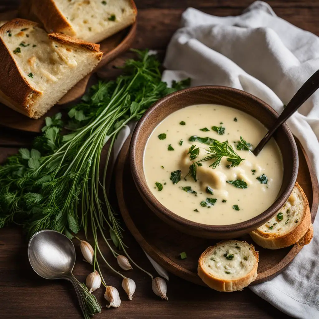 Serving Creamy Roasted Garlic Soup