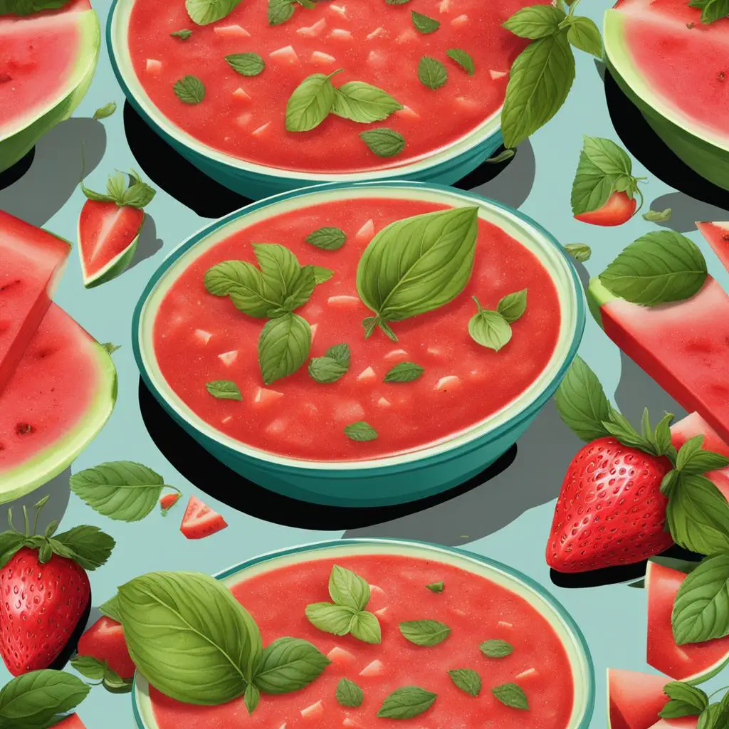 Strawberry Watermelon Basil Gazpacho