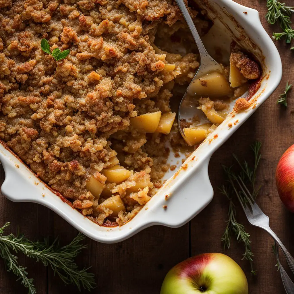 Thyme-infused apple crumble