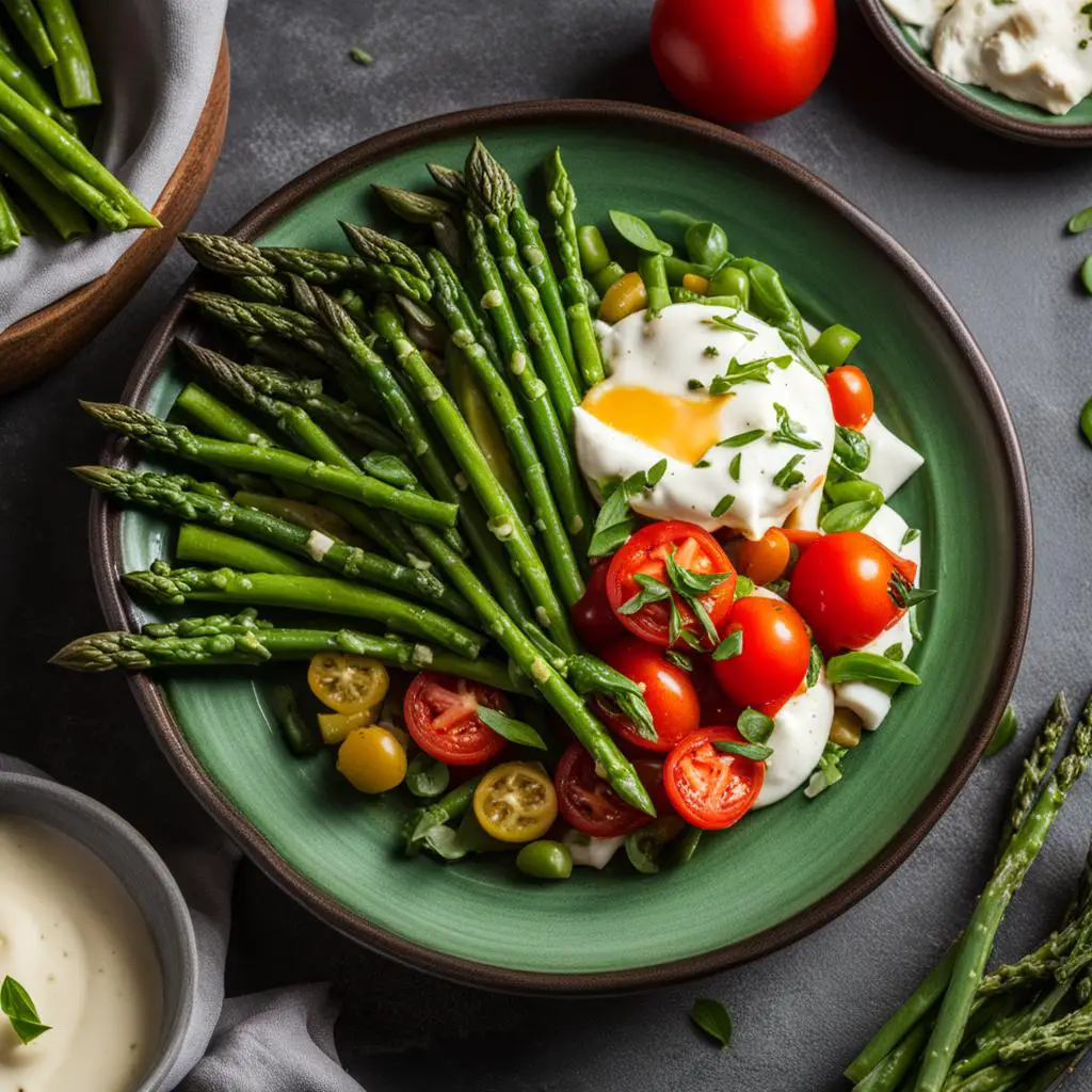 Vegan Caprese Salad with Asparagus and Green Beans