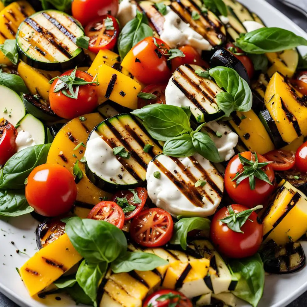 Vegan Caprese Salad with Grilled Vegetables