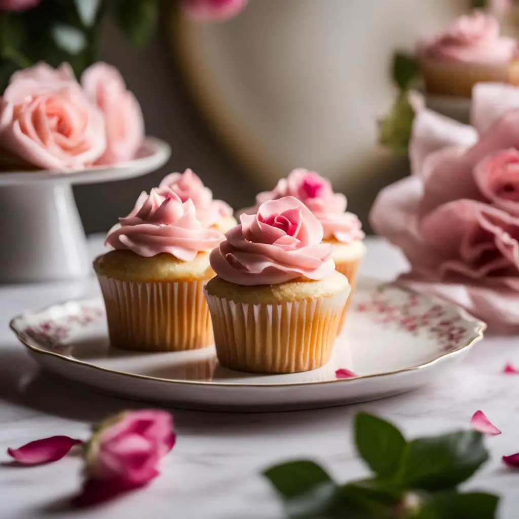 cupcakes with rosewater frosting
