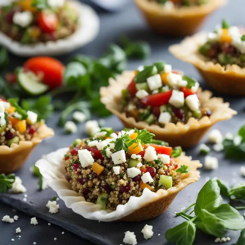 quinoa salad cups with feta cheese