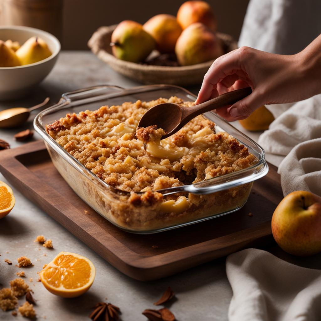 serving pear crumble