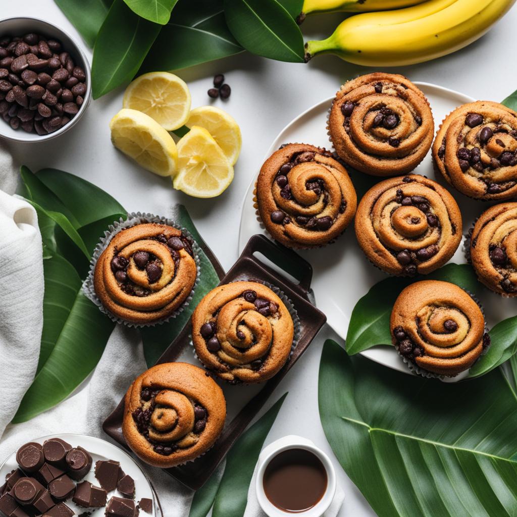 vegan cinnamon rolls, vegan lemon muffins, vegan chocolate chip banana muffins