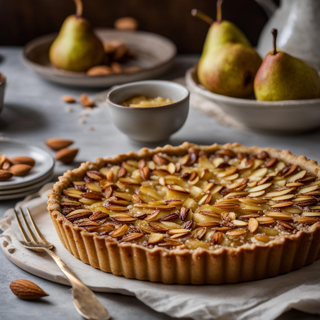 vegan pear and almond tart